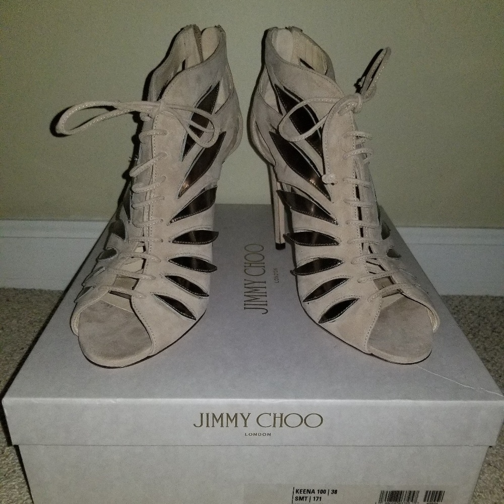 Jimmy Choo Cutout Suede Sandal - Picture 2 of 6